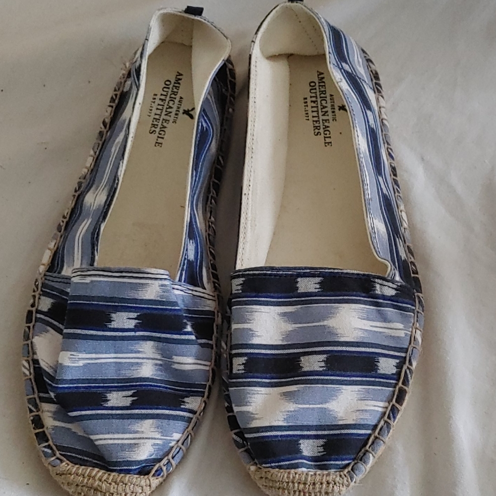 Blue and white flats